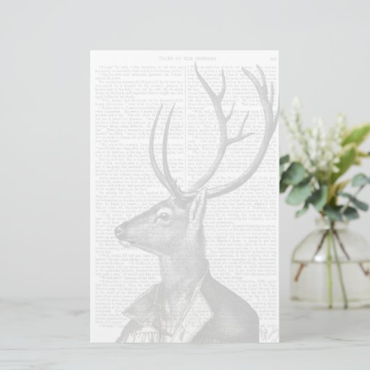 Schwarz-Weiß-Hirsch-Portrait Briefpapier (Stehend Vorderseite)