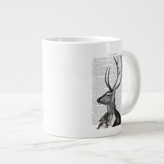 Schwarz-Weiß-Hirsch-Portrait Jumbo-Tasse (Vorderseite Rechts)
