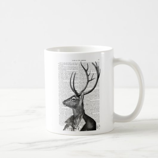 Schwarz-Weiß-Hirsch-Portrait Kaffeetasse (Rechts)