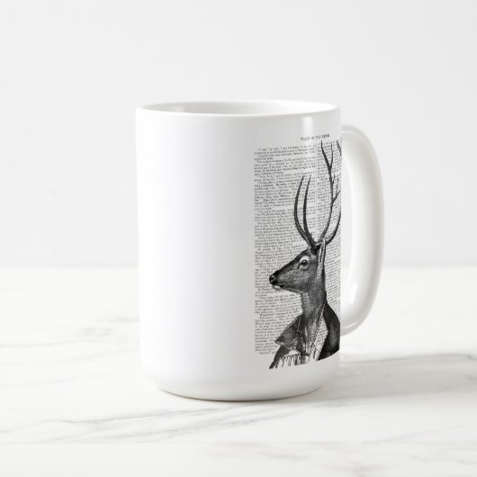 Schwarz-Weiß-Hirsch-Portrait Kaffeetasse (VorderseiteRechts)