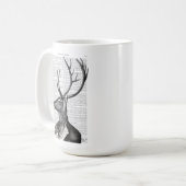 Schwarz-Weiß-Hirsch-Portrait Kaffeetasse (Vorderseite Links)