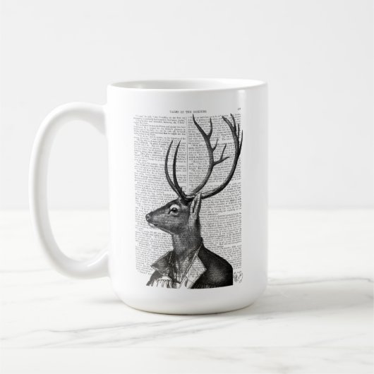 Schwarz-Weiß-Hirsch-Portrait Kaffeetasse (Links)