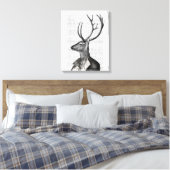 Schwarz-Weiß-Hirsch-Portrait Leinwanddruck (Insitu (Schlafzimmer))