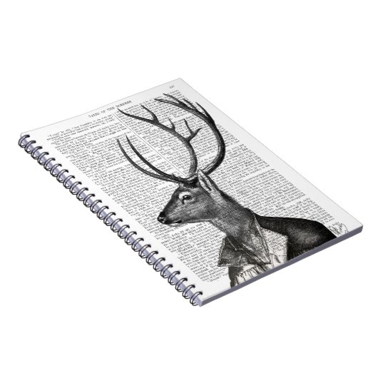 Schwarz-Weiß-Hirsch-Portrait Notizblock (Rechte Seite)