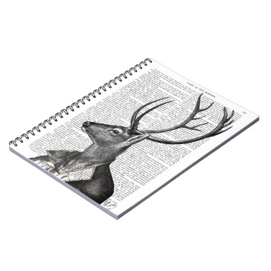Schwarz-Weiß-Hirsch-Portrait Notizblock (Linke Seite)