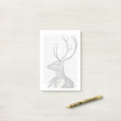 Schwarz-Weiß-Hirsch-Portrait Post-it Klebezettel (Auf Schreibtisch)