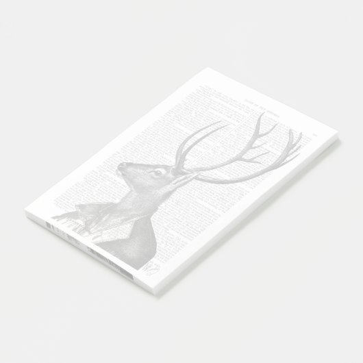 Schwarz-Weiß-Hirsch-Portrait Post-it Klebezettel (angewinkelt)