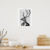Schwarz-Weiß-Hirsch-Portrait Poster (Küche)