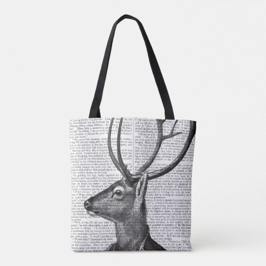 Schwarz-Weiß-Hirsch-Portrait Tasche (Rückseite)