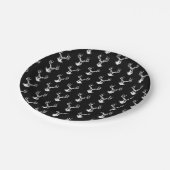 Schwarz-Weiß-Hirsche Druckmuster Vintag Pappteller (Schrägansicht)