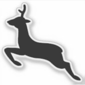 Schwarz-Weiß-Hirsche springende Silhouette Aufkleber (Vorderseite)