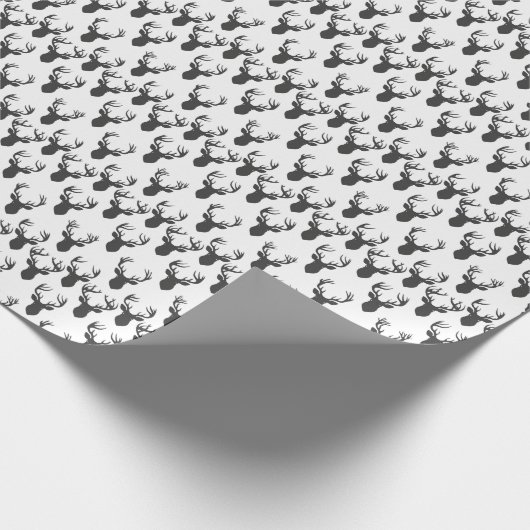 Schwarz-Weiß-Hirschkopfmuster Geschenkpapier (Ecke)