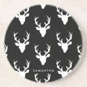 Schwarz-Weiß-Hirschmuster Getränkeuntersetzer (Vorne)