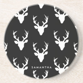 Schwarz-Weiß-Hirschmuster Getränkeuntersetzer