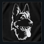 Schwarz-Weiß-Hirte Halstuch<br><div class="desc">Schwarz-Weiß-Silhouette eines sitzenden deutschen Hirten</div>