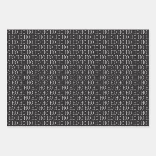 Schwarz-weiß Ho Ho Ho Weihnachtswrapping Paper Geschenkpapier Set (Vorderseite 3)