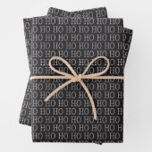 Schwarz-weiß Ho Ho Ho Weihnachtswrapping Paper Geschenkpapier Set (Beispiel)