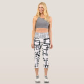 Schwarz-Weiß-Hochgebläse Capri Leggings (Vorderseite)
