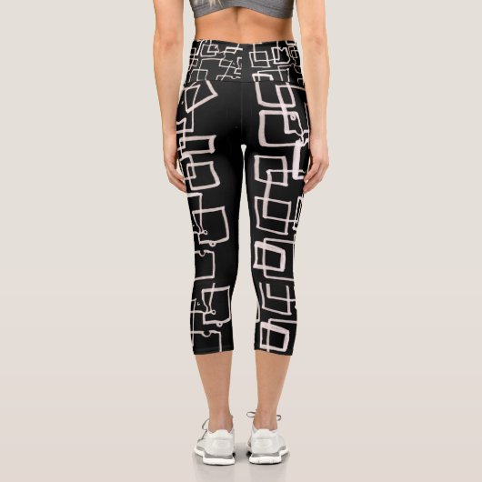 Schwarz-Weiß-Hochgebläse Capri Leggings (Rückseite)
