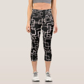 Schwarz-Weiß-Hochgebläse Capri Leggings (Vorderseite)