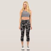 Schwarz-Weiß-Hochgebläse Capri Leggings (Vorderseite)