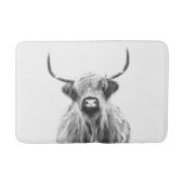 Schwarz-Weiß-Hochlandkuhporträt Badematte (Vorderseite)