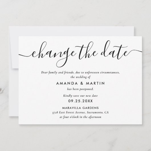 Schwarz-Weiß-Hochzeit Ankündigung (Vorderseite)