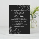 Schwarz-Weiß-Hochzeit Ankündigung (Stehend Vorderseite)