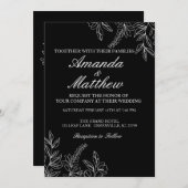 Schwarz-Weiß-Hochzeit Ankündigung (Vorne/Hinten)