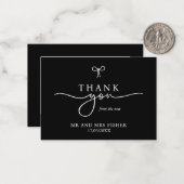 Schwarz-Weiß-Hochzeit Danke-Card Monochrome Mitteilungskarte (Vorderseite/Rückseite Beispiel)