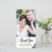 Schwarz/Weiß Hochzeit Danke Foto Card (4x8) (Stehend Vorderseite)