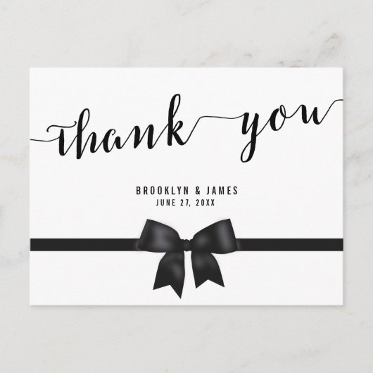 Schwarz-Weiß-Hochzeit danke Ihnen Postkarten Bow (Vorderseite)
