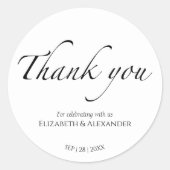 Schwarz & Weiß Hochzeit danke Ihnen Sticker (Vorderseite)