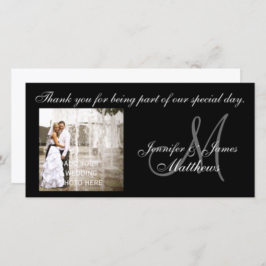 Schwarz-Weiß-Hochzeit Danke Monogram Cards (Vorne/Hinten)