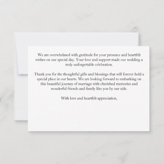 Schwarz-Weiß-Hochzeit Dankeskarte (Rückseite)