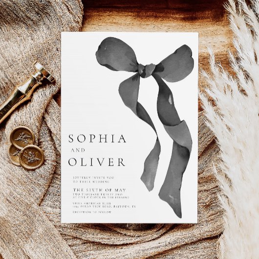 Schwarz-Weiß-Hochzeit der Aquarelle Einladung