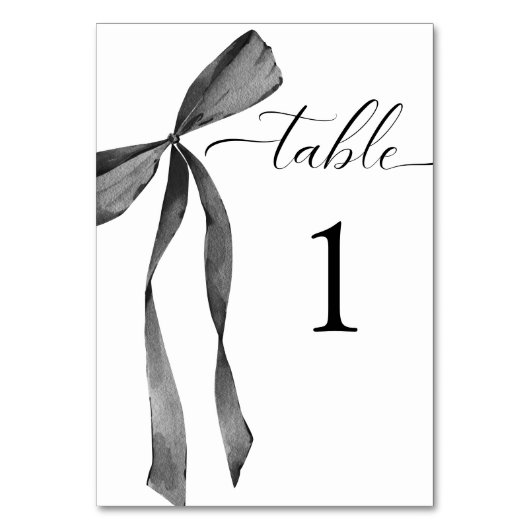Schwarz-Weiß-Hochzeit der Aquarelle Tischnummer (Vorderseite)