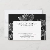 Schwarz-Weiß-Hochzeit des Botanischen Flusses RSVP Karte (Vorderseite)