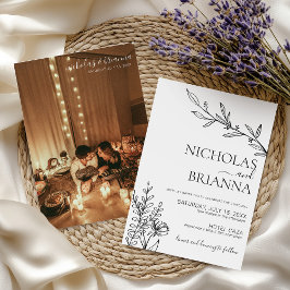 Schwarz-Weiß-Hochzeit des Minimalistischen Fotos Einladung