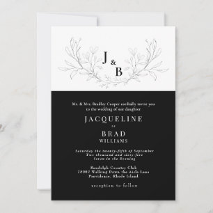 Schwarz-Weiß-Hochzeit Einladung