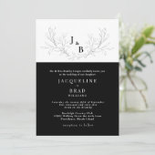 Schwarz-Weiß-Hochzeit Einladung (Stehend Vorderseite)