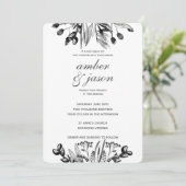 Schwarz-Weiß-Hochzeit Einladung (Stehend Vorderseite)