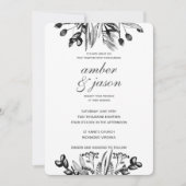 Schwarz-Weiß-Hochzeit Einladung (Vorderseite)