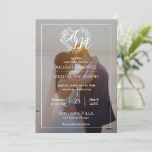 Schwarz-Weiß-Hochzeit Einladung mit Foto