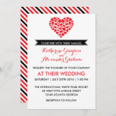 Schwarz-Weiß-Hochzeit Einladung mit Rotem Herzen (Vorne/Hinten)