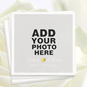 Schwarz-Weiß-Hochzeit-Foto Romantisch Serviette