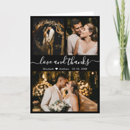 Schwarz-Weiß-Hochzeit-FotoCollage Vielen Dank Dankeskarte