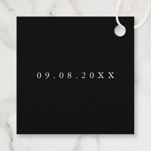 Schwarz-Weiß-Hochzeit Geschenkanhänger (Rückseite)