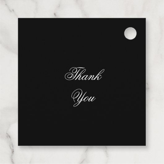 Schwarz-Weiß-Hochzeit Geschenkanhänger (Rückseite)