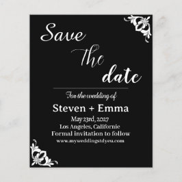 Schwarz-Weiß-Hochzeit im Budget Das Datum speicher Flyer
